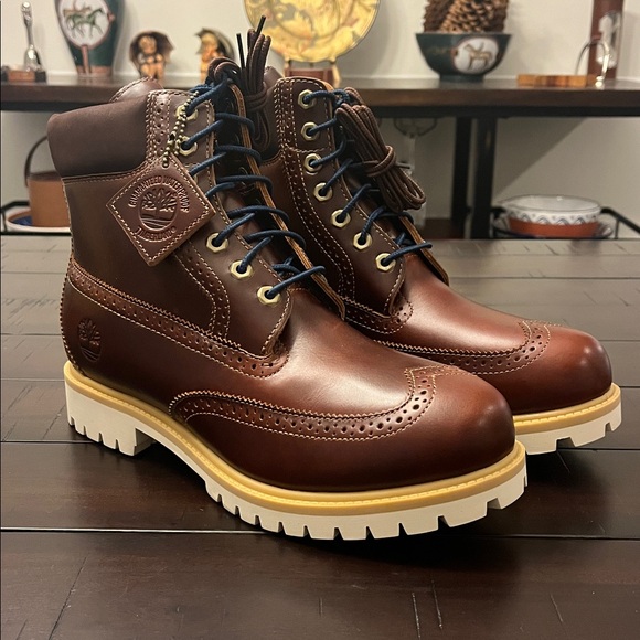 Timberland 6” Premium Brogue Boots Limited Edition Brown new Mens Size 9.5
